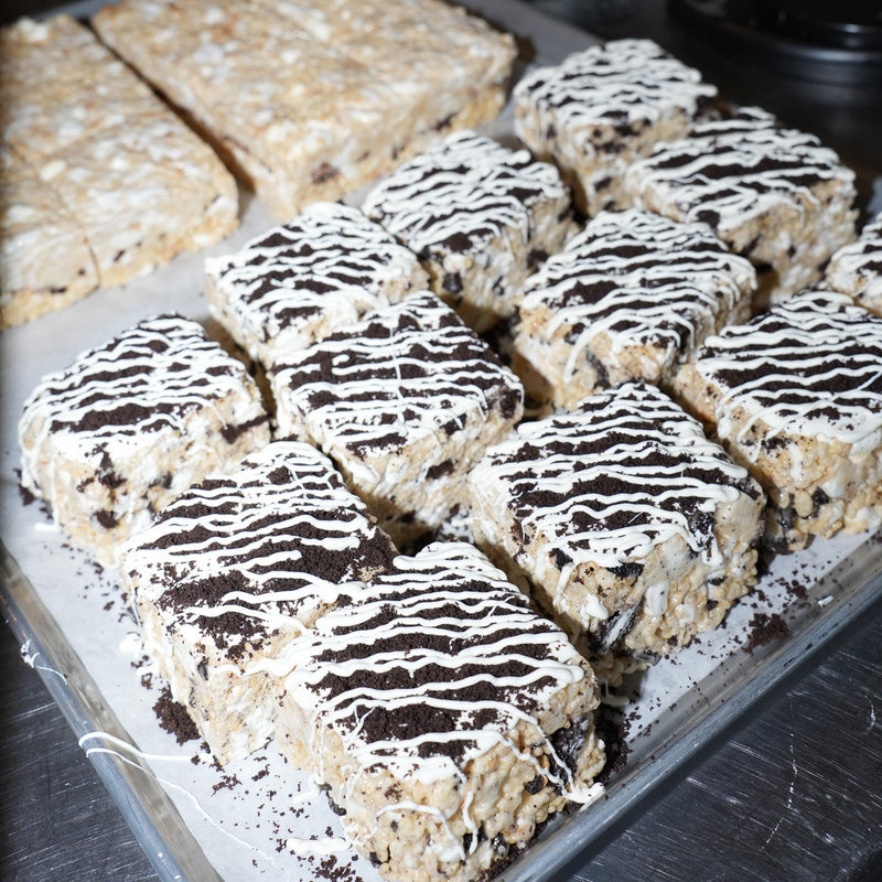 Cookies and Cream Boardwalk Squares Rice Crispy Treats - Pop’s Corner Bakery New Jersey